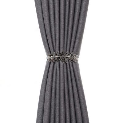 Simple Metal Elastic Curtain Ties - Leaf Curtain Ties Curtain Buckle Curtain Holders,Silver,2 PCS