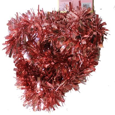 90 Inch Tinsel Thick and Thin Flakes Crinkle Center Loop Christmas Garland, Rose Gold