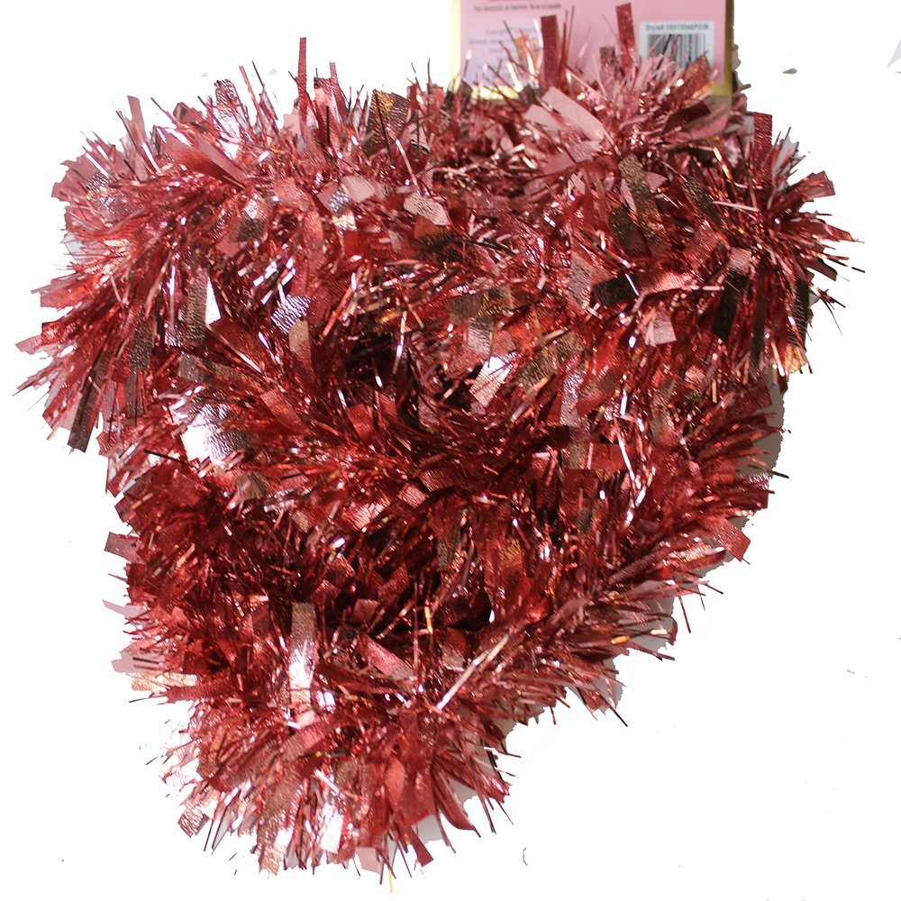 90 Inch Tinsel Thick and Thin Flakes Crinkle Center Loop Christmas Garland, Rose Gold