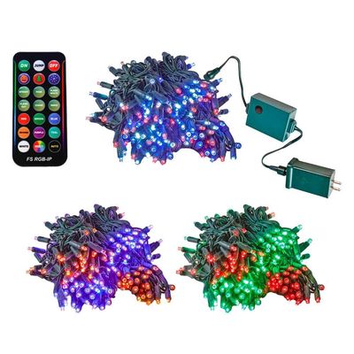 Novelty Lights 200 RGB Color Changing LED Mini Light Set, 4" Spacing, Green Wire, 67 Feet