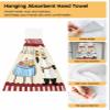 Chucoco Kitchen Hanging Tie Towel, 1 Pack Reusable Quick Drying Hand Towel Kitchen Chef with Dish Table Cleaning Cloth with Loop Bathroom Tie Towels Cooking Utensil Red Beige Border view 2