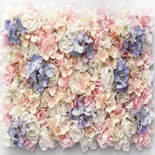 2 Pack of 16 x 24" Artificial Flower Wall Panels Flower Wall Mat Silk Rose Flower Panels for Backdrop Wedding Wall Decoration (Ivory)