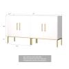 LYNSOM Storage Cabinet with Doors, Set of 2, Modern Buffet Cabinet with Storage, Kitchen Sideboard Buffet, White Wood Accent Cabinet for Living Room, Bedroom, Hallway, Entryway, Office, White view 2