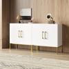 LYNSOM Storage Cabinet with Doors, Set of 2, Modern Buffet Cabinet with Storage, Kitchen Sideboard Buffet, White Wood Accent Cabinet for Living Room, Bedroom, Hallway, Entryway, Office, White view 3