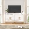 LYNSOM Storage Cabinet with Doors, Set of 2, Modern Buffet Cabinet with Storage, Kitchen Sideboard Buffet, White Wood Accent Cabinet for Living Room, Bedroom, Hallway, Entryway, Office, White view 4