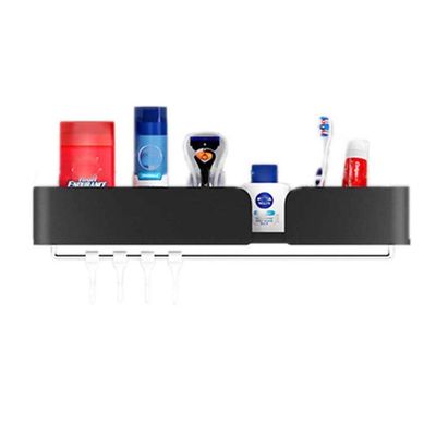 ONEMTB Floating Shelves No Drilling Bathroom Shelves Wall Mounted Bathroom Shelf Adhesive Anti-Rust Space Aluminum for Toilet Bathroom-Black_2 Tier (Color : Black, Size : 1st Floor B)
