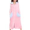 ANUFER Wearable Hoodie Blanket for Women Girls - Zip Up Warm Cozy Sherpa Fleece Sweatshirt Blanket with 2 Pockets - Pink M view 1