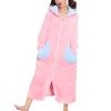 ANUFER Wearable Hoodie Blanket for Women Girls - Zip Up Warm Cozy Sherpa Fleece Sweatshirt Blanket with 2 Pockets - Pink M view 2