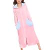 ANUFER Wearable Hoodie Blanket for Women Girls - Zip Up Warm Cozy Sherpa Fleece Sweatshirt Blanket with 2 Pockets - Pink M view 3