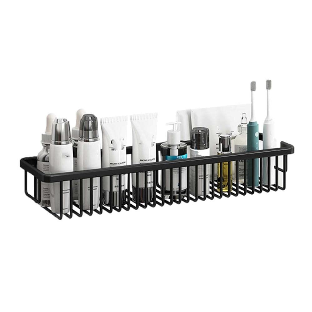 ONEMTB Bathroom Shelving Wall Mount Bathroom Rack Anti-Rust Bathroom Shelves Adhesive No Drilling Space Aluminum for Toilets-Black_3 Tier 30cm (Color : Black, Size : 1 Layer 50cm)