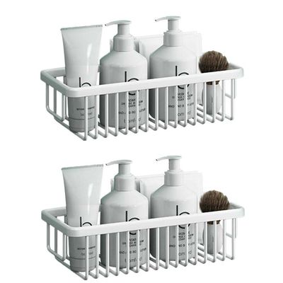 ONEMTB Bathroom Shelving Wall Mount Bathroom Rack Anti-Rust Bathroom Shelves Adhesive No Drilling Space Aluminum for Toilets-Black_3 Tier 30cm (Color : White, Size : 2 Layers 30cm)