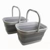 SAMMART 12L (3.1 Gallon) Collapsible Rectangular Handy Bucket/Multiuse Foldable Water Pail for Camping, Fishing (Grey (Set of 2)) view 1