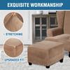 DKSLIPGO Velvet Square Ottoman Covers Slipcover Square Footstool Protector Covers Storage Stool Ottoman Covers Stretch with Elastic Bottom (Large,Camel) view 4