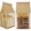 euduv Bakery Bags with Window Large Cookie Bags for Packaging 100Pcs 5.1x4.3x11 Inche Brown Kraft Paper Homemade Bread Bag Keeps Items Fresh Professional and Durability,Easy to Use,Take Out. view 1