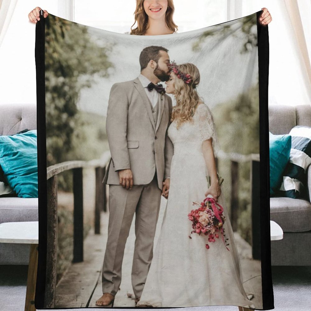 AXKEUDO Customized Blankets with Photos Picture Collage Personalized Blanket Custom Gift for Mothers Day,Dad,Mom,Family,Friends,Couples,Dog,Cat 1 Photo Collage 51.2"X39.4"