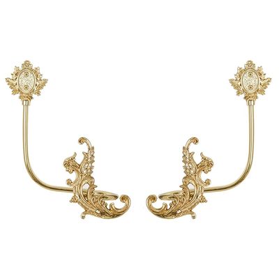 2pcs Curtain Holdbacks Brass Curtain Hook Decoration Curtain Tieback Drapery Hand Engraving Curtain Holder for Home