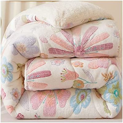 Pealihuy Double-Sided Velvet Winter Quilt, Super Warm Lamb Quilt Winter Blanket, Double-Sided Thicken Comforter, Premium Reversible Fleece Soft Bed Blanket,C,200x230cm/4kg
