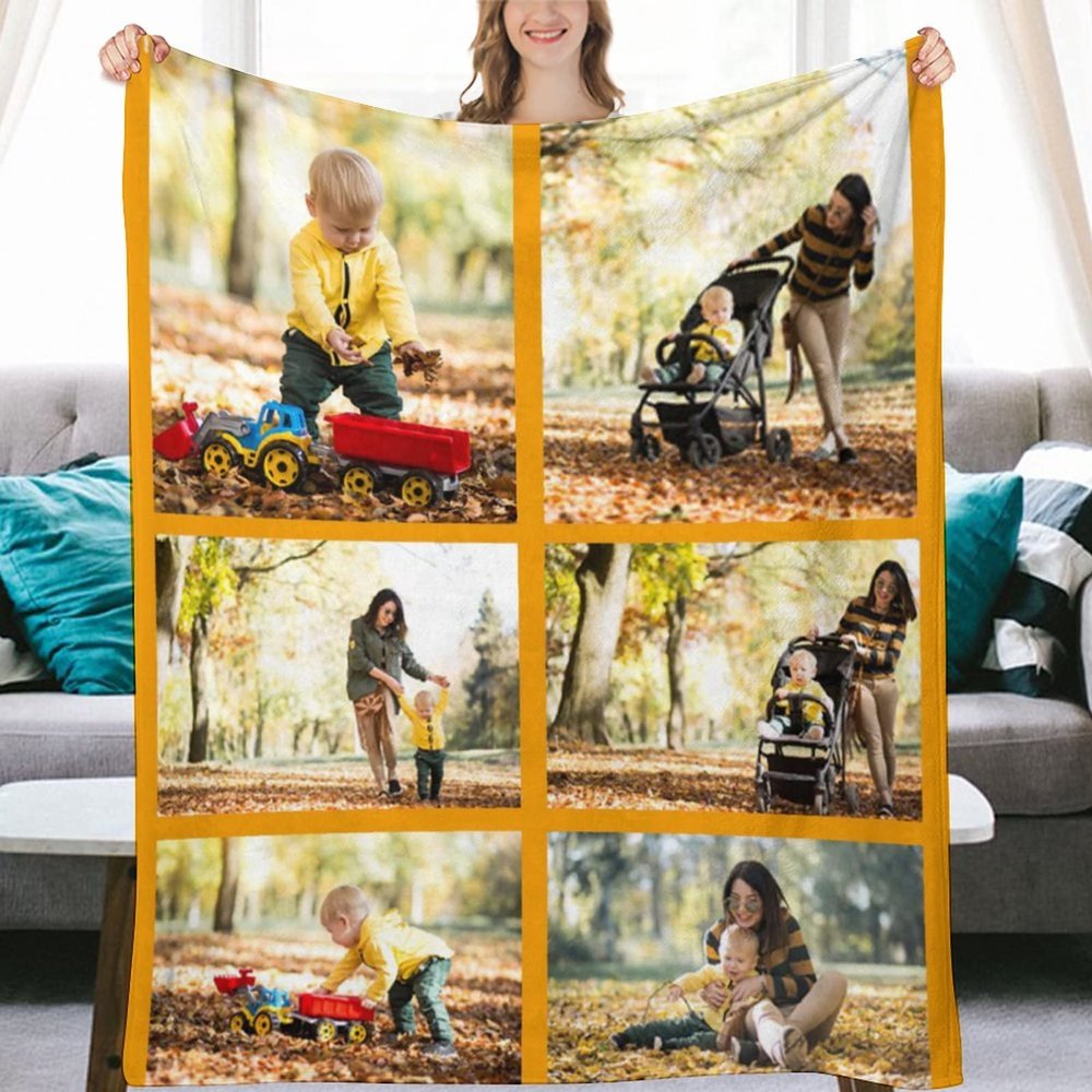 AXKEUDO Customized Blankets with Photos Picture Collage Personalized Blanket Custom Gift for Mothers Day,Dad,Mom,Family,Friends,Couples,Dog,Cat 6 Photo Collage 90.6"X59"