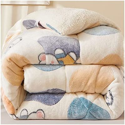 Pealihuy Double-Sided Velvet Winter Quilt, Super Warm Lamb Quilt Winter Blanket, Double-Sided Thicken Comforter, Premium Reversible Fleece Soft Bed Blanket,G,200x230cm/4kg