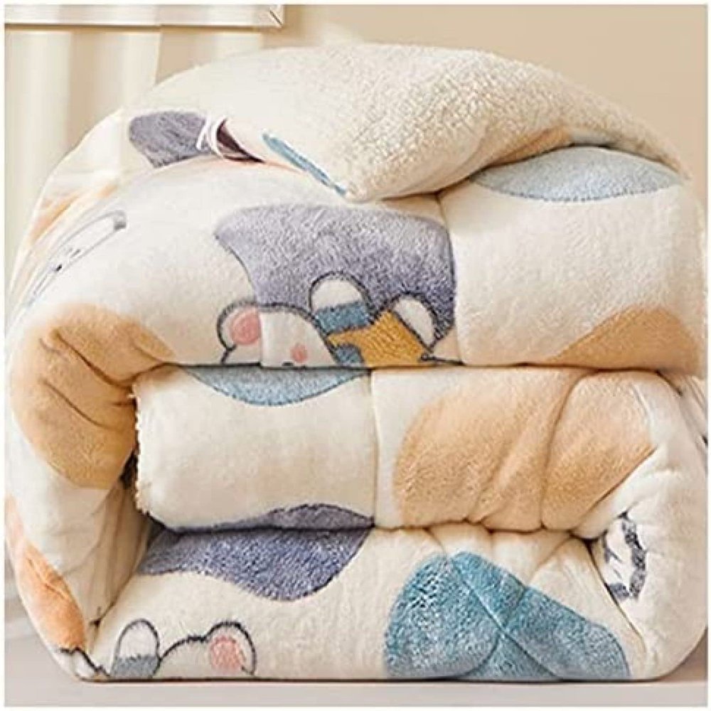 Pealihuy Double-Sided Velvet Winter Quilt, Super Warm Lamb Quilt Winter Blanket, Double-Sided Thicken Comforter, Premium Reversible Fleece Soft Bed Blanket,G,200x230cm/4kg