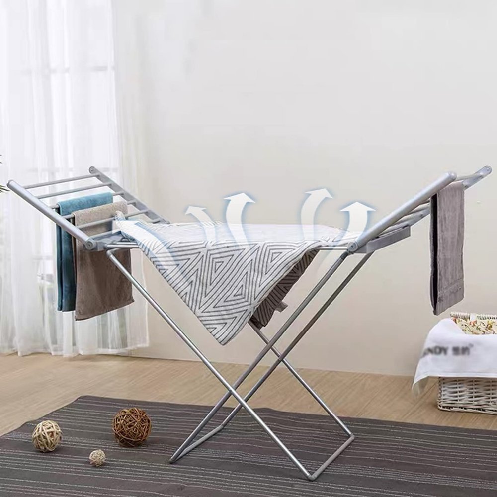 Energy-Efficient Electric Heated Clothes Airer Dryer,Towel Warmer,Portable Folding Clothes Drying Rack with 20 Heated Bars, Easy Storage, for Bathroom Laundry Room