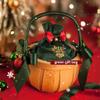 1pcs Christmas Gift Handbag Apple Bag, Christmas Eve Christmas Fruit Packaging Bags Candy Gift Tote Bags (Color : Basket+gift bag) view 2