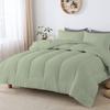 Velosso 5 PC Straight Line Pattern Comforter Set Premium Super Soft 600 GSM All Season | 1000 Thread Count | 100% Egyptian Cotton ( Oversized Super King Size, Light Sage Color) view 1