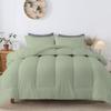 Velosso 5 PC Straight Line Pattern Comforter Set Premium Super Soft 600 GSM All Season | 1000 Thread Count | 100% Egyptian Cotton ( Oversized Super King Size, Light Sage Color) view 2