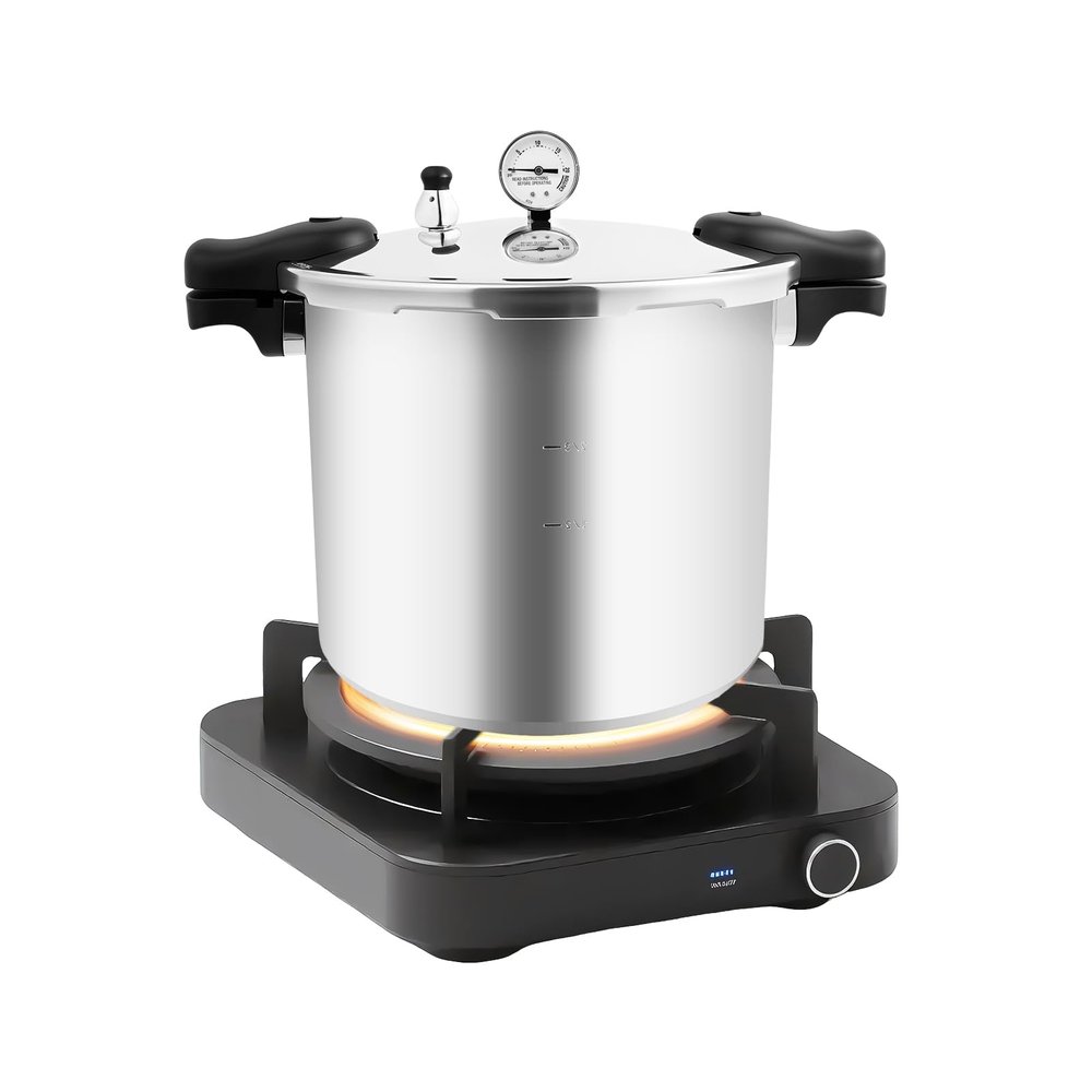 23 Quart Pressure Canner and Cooker with Pressure Gauge 10PSI Explosion Proof Safety Valve Extra-Large Size for Big Canning Jobs, Gas Stoves