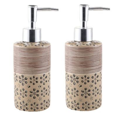 OLOTU Large Capacity Cylinder Soap Dispenser Premium Ceramic Hand Soap Lotion Dispenser with Metal Punp 280ml/ 9.5oz Refillable Soap Pump for Kitchen Lotion Bottle