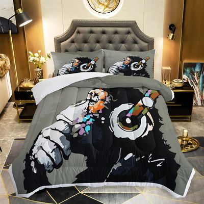 AILONEN Monkey Comforter Set for Teens Boys Kids, Cute Monkey Bedding Set Full Size,Superior Animal Quilted Duvet Ultra Soft,3 Piece 1 Comforter and 2 Pillowcases,Microfiber Fabric