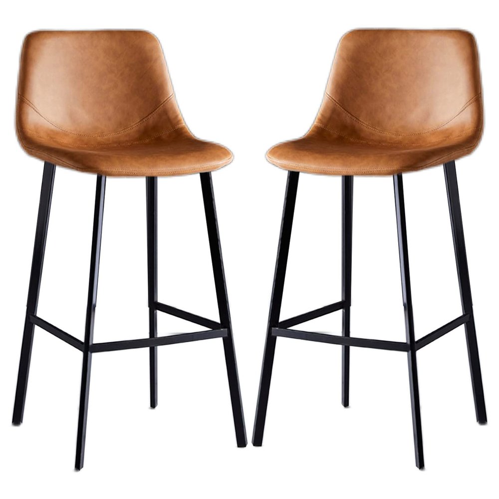 Counter Height Bar Stools Set of 2 with Back and Footrest, Kitchen Island Chairs Faux Leather Upholstered Farmhouse Bar Chairs Dining Chair Support 330LBS