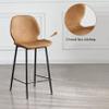 Bar Stool Counter Stool, Bar Chair with Backrest and Footrest, Fixed Height Barstool Tall Bar Height Chair PU Leather High Stool for Kitchen Island, Support 300 LBS view 4