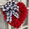 OLOTU Artificial Heart Wreath Romantic Checked Bowknot Garland for Front Door Window Festival Decoration Add A Festive Vibe view 4