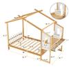 Quarte Unique Full Size Kids Platform Bed with Built-in Desk and Two Drawers,Separate Storage Pen Case (Natural #T-) view 3
