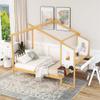 Quarte Unique Full Size Kids Platform Bed with Built-in Desk and Two Drawers,Separate Storage Pen Case (Natural #T-) view 4