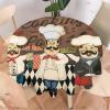 Kazynee Retro Abstract Kitchen Chef Round Tablecloth - Funny Medieval Fat Chef Black Check Plaid Decorative Fabric Table Cover for Outdoor and Indoor Use 70" view 1