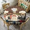 Kazynee Retro Abstract Kitchen Chef Round Tablecloth - Funny Medieval Fat Chef Black Check Plaid Decorative Fabric Table Cover for Outdoor and Indoor Use 70" view 3