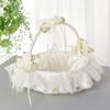 Flower Girl Baskets for Weddings, Fairy Lace Bowknot Wedding Flower Basket with Foldable Handle and Rhinestone Satin Lace Collection, Decoration and Party Supplies view 1