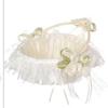 Flower Girl Baskets for Weddings, Fairy Lace Bowknot Wedding Flower Basket with Foldable Handle and Rhinestone Satin Lace Collection, Decoration and Party Supplies view 2
