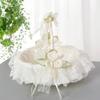 Flower Girl Baskets for Weddings, Fairy Lace Bowknot Wedding Flower Basket with Foldable Handle and Rhinestone Satin Lace Collection, Decoration and Party Supplies view 4