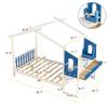 Unique Full Size Kids Platform Bed with Built-in Desk and Two Drawers,Separate Storage Pen Case (White #T-) view 3