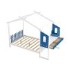 Unique Full Size Kids Platform Bed with Built-in Desk and Two Drawers,Separate Storage Pen Case (White #T-) view 4