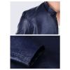 Maiyifu-GJ Men Casual Faux Leather Biker Jacket Stylish Stand Collar Bomber Jackets PU Leather Lightweight Motorcycle Coats (Blue,XX-Large) view 4