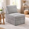 Benjara Luna 35 Inch Modular Armless Chair, Three Layer Plush Cushioned Seat, Light Gray view 2