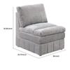 Benjara Luna 35 Inch Modular Armless Chair, Three Layer Plush Cushioned Seat, Light Gray view 3