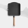 TATSEN Cast Iron Grill Pan Nonstick Fry Pan with Walnut Wood Handle Easy Grease Draining for Frying Saute Cooking view 3