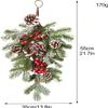 2Pcs 21.7Inch Pine Needle Door Teardrop Wreath, Wreaths Christmas with Pine Cones, Ribbon Bow & Hanging Pine Needle, Artificial Teardrop Swag Christmas Swag for Indoor & Outdoor Home view 2