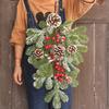 2Pcs 21.7Inch Pine Needle Door Teardrop Wreath, Wreaths Christmas with Pine Cones, Ribbon Bow & Hanging Pine Needle, Artificial Teardrop Swag Christmas Swag for Indoor & Outdoor Home view 4