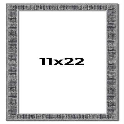 CustomPictureFrames.com 11x22 Frame Silver Black Rustic Sonoma Solid Wood Picture Frame | 1.5 Inch Moulding Width | Complete with UV Acrylic Plexiglass, Foam Board Backing & Hanging Hardware Included